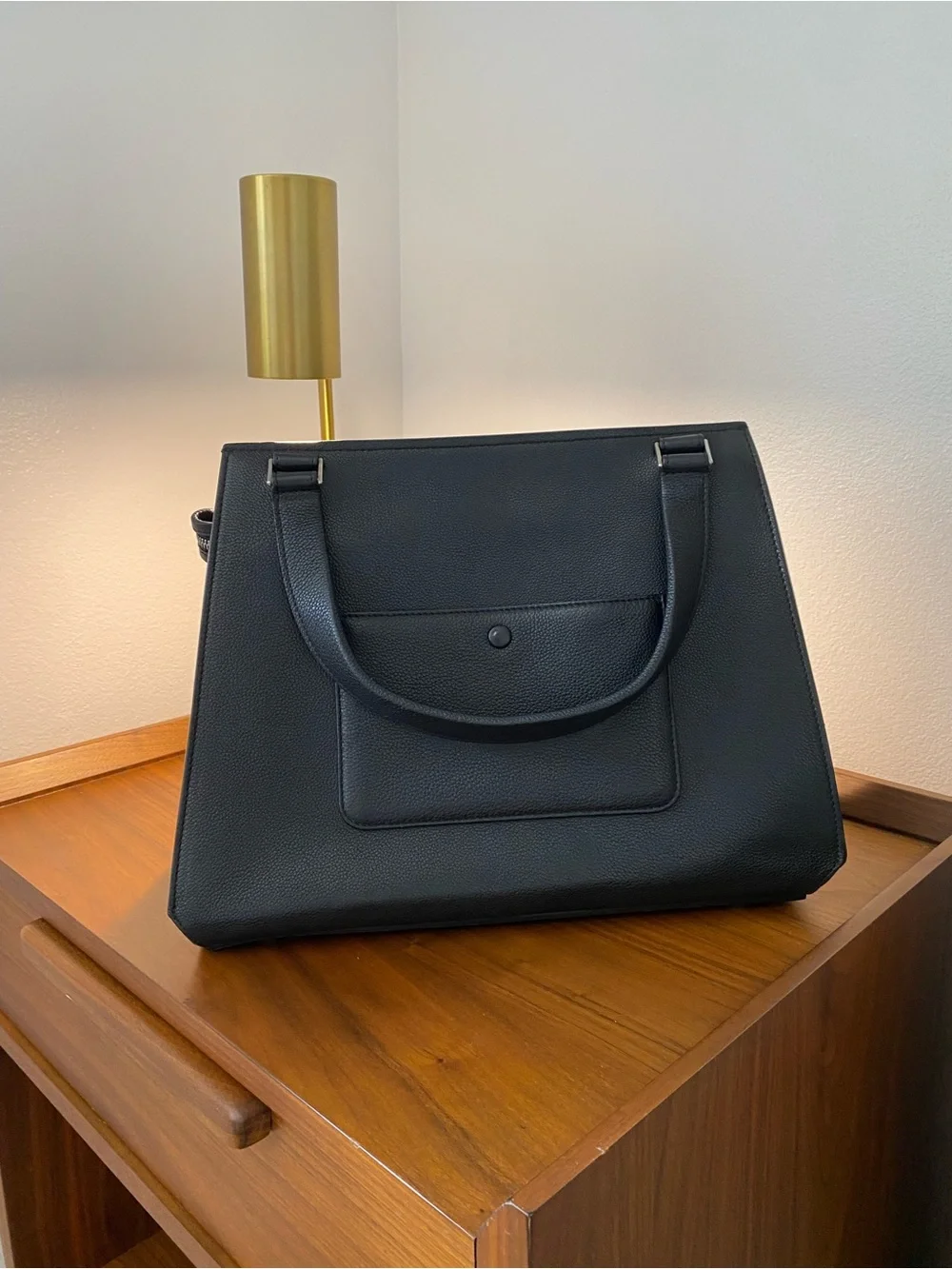 Celine Black Leather Satchel with Top Handle